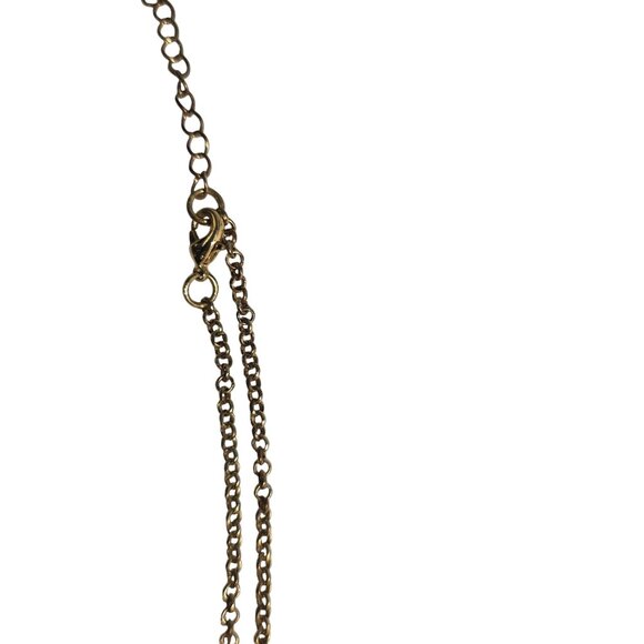 Gold tone Leaf Pendant Necklace Chain Tassel Bead Accent Lobster Clasp - Picture 5 of 7